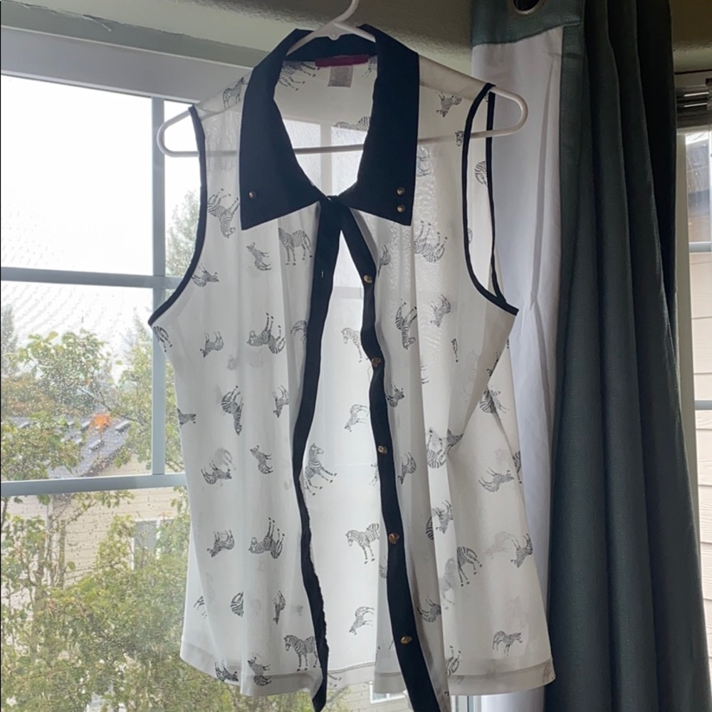 Zebra Button Down Tank Top